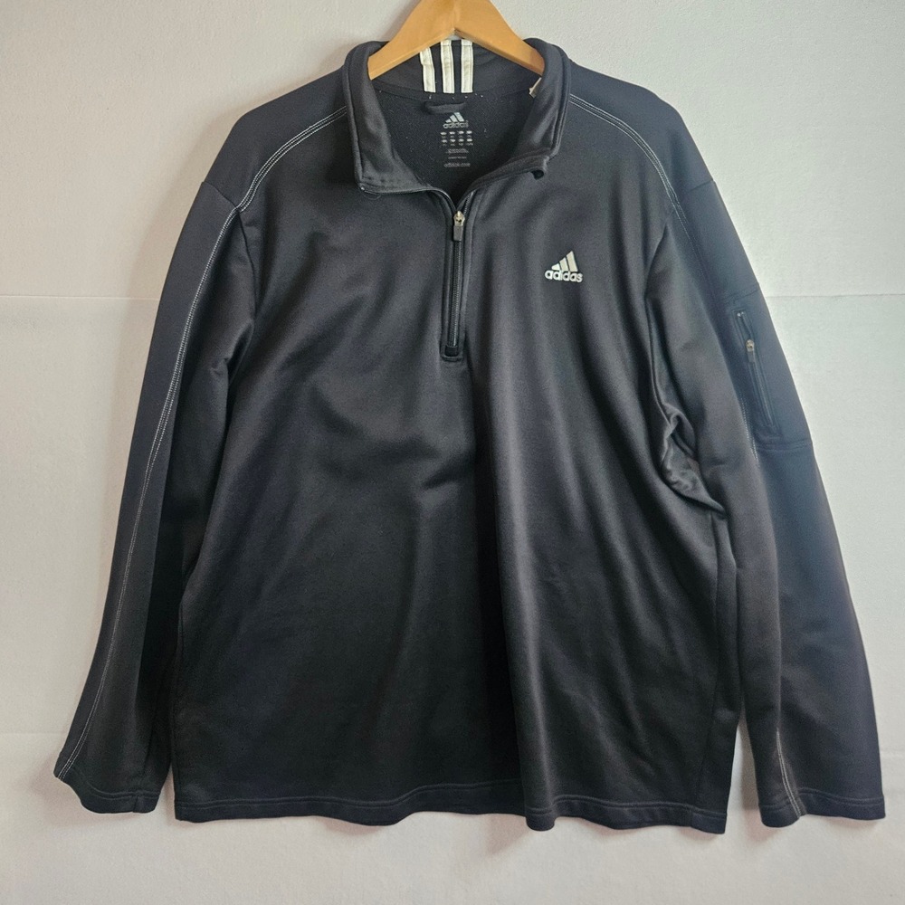 Adidas Mens Black Quarter‎ Zip Pullover Fleece Jacket W60595 Size XL